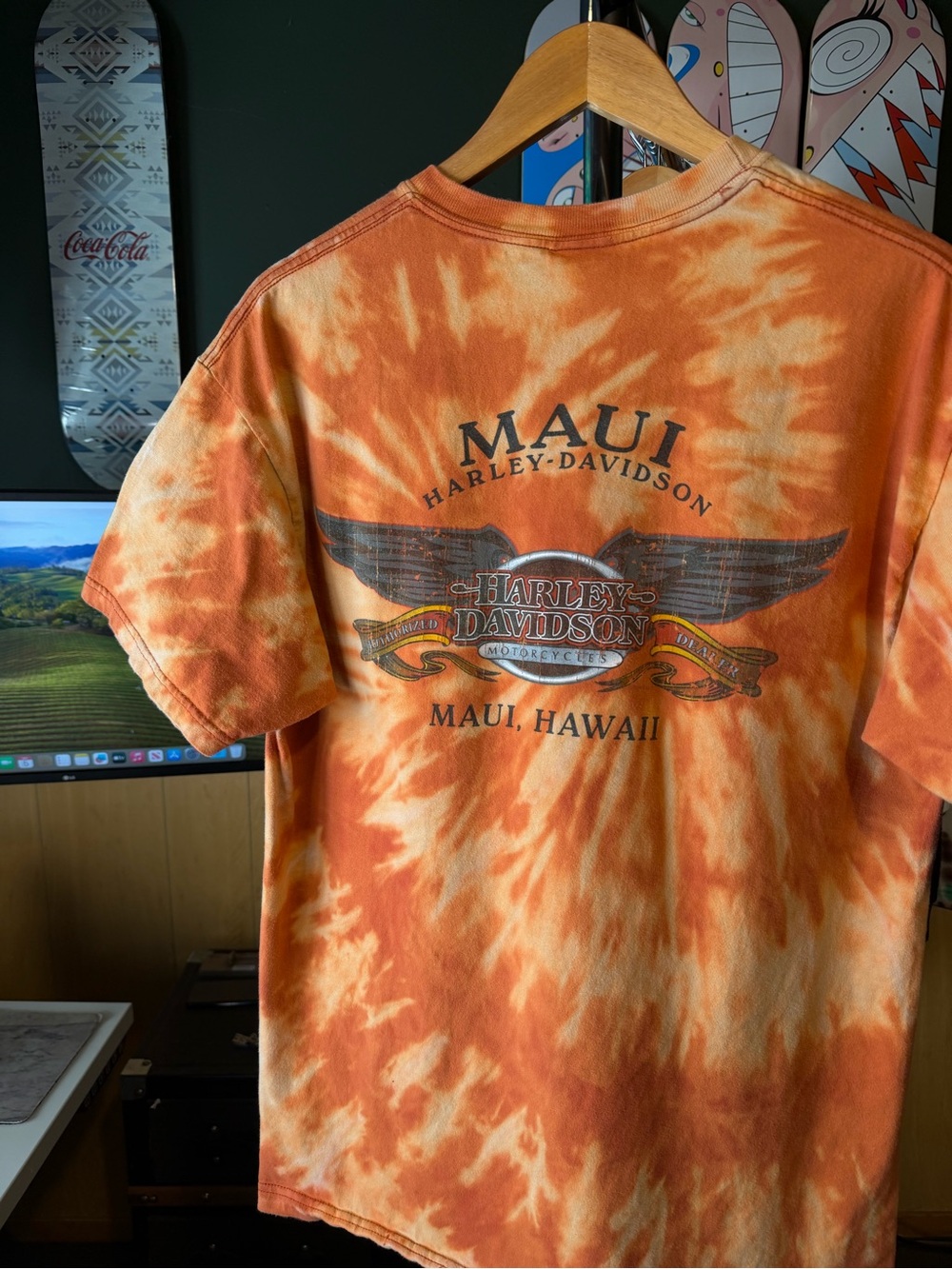 Harley-Davidson Maui Tie-Dye Short Sleeve Shirt - Orange custom reverse dye L